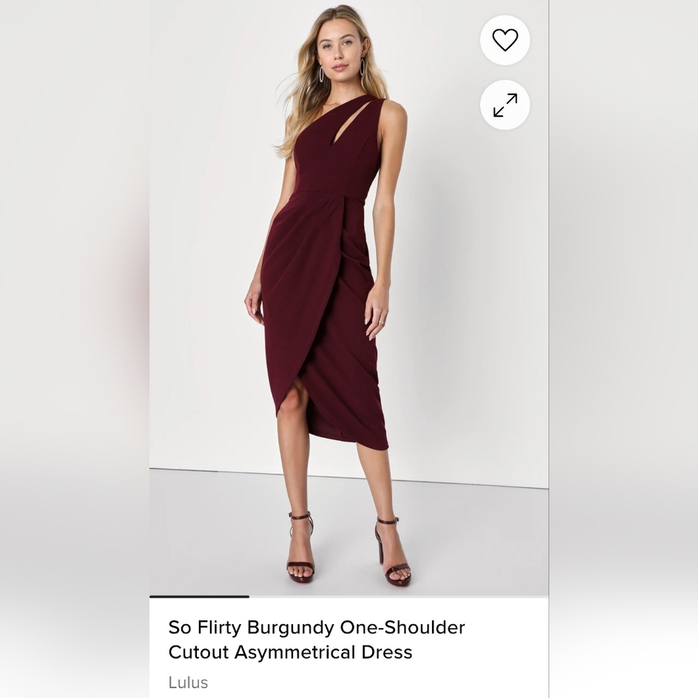 Lulu's One-Shoulder Cutout Burgundy Tulip Midi Dress